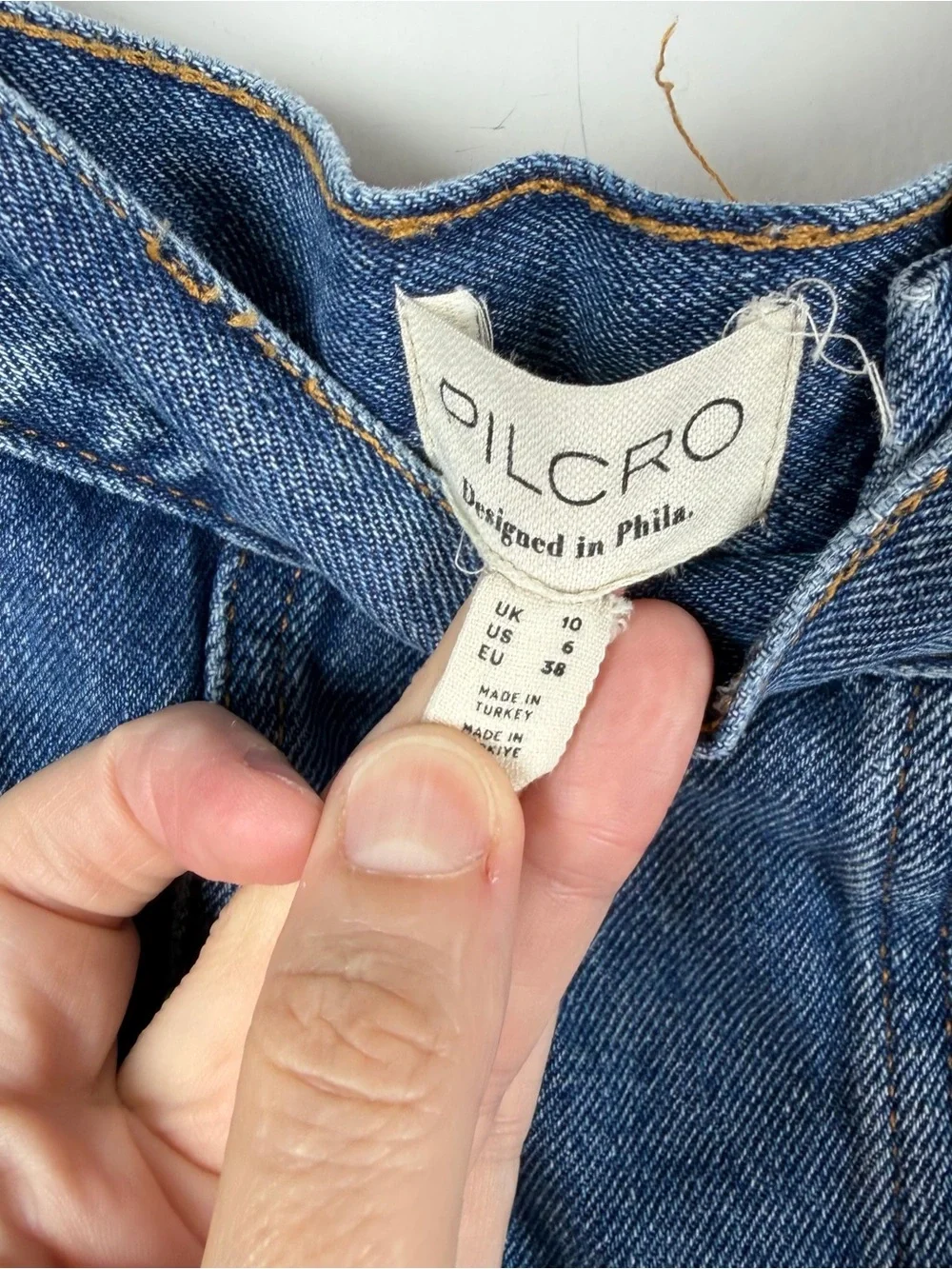 Pilcro Anthropology Yoked Ruffle Mini Denim Blue Jean Western Skirt Size 6